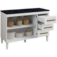 Balcão De Cozinha Virtus 2 Portas 3 Gavetas Branco Kaiki Móveis