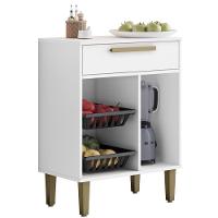 Balcão De Cozinha Com Fruteira Lorena 1 Porta 1 Gaveta Branco Kaiki Móveis