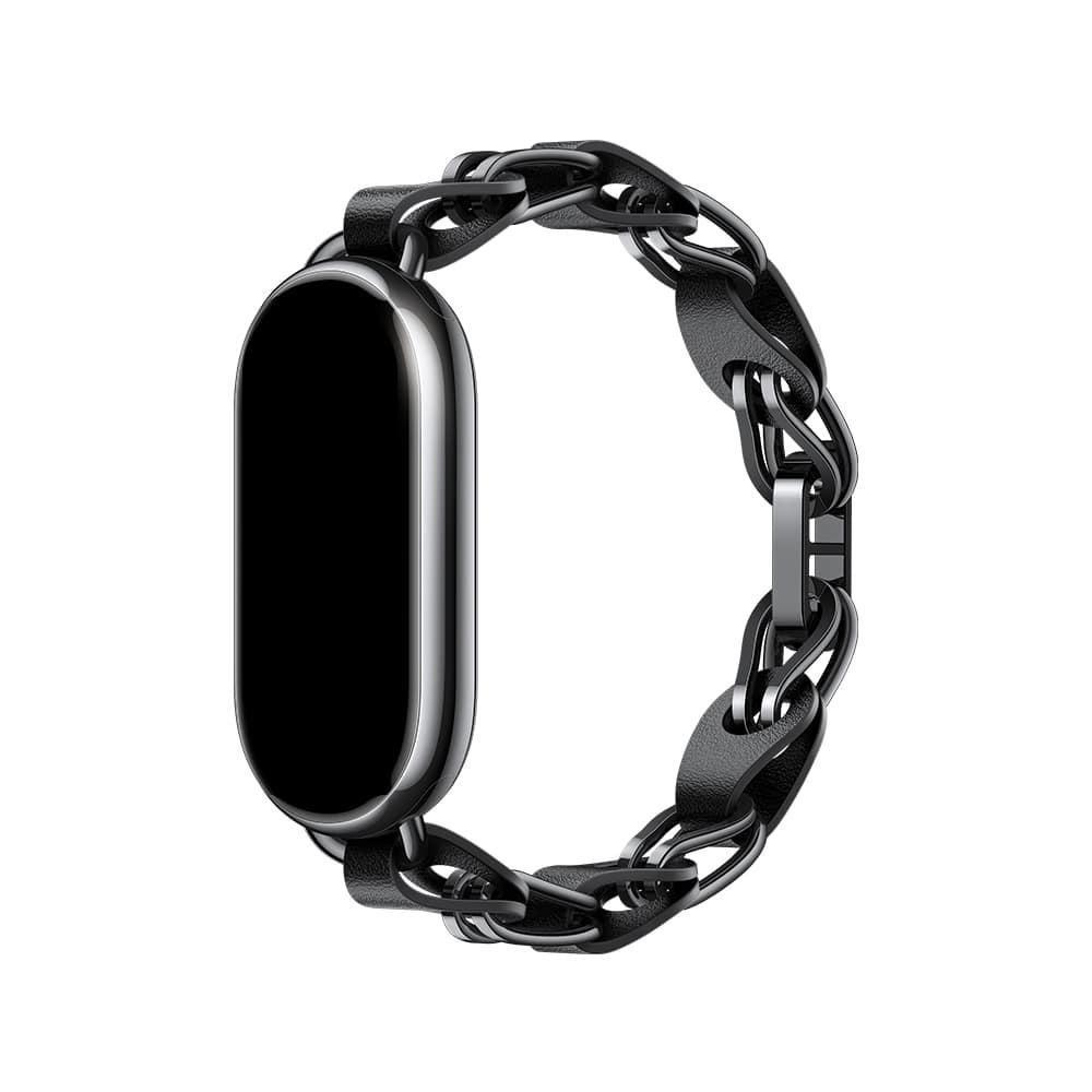 Bracelete Trancado De Metal Para Xiaomi Smart Band 8 Preto - 1