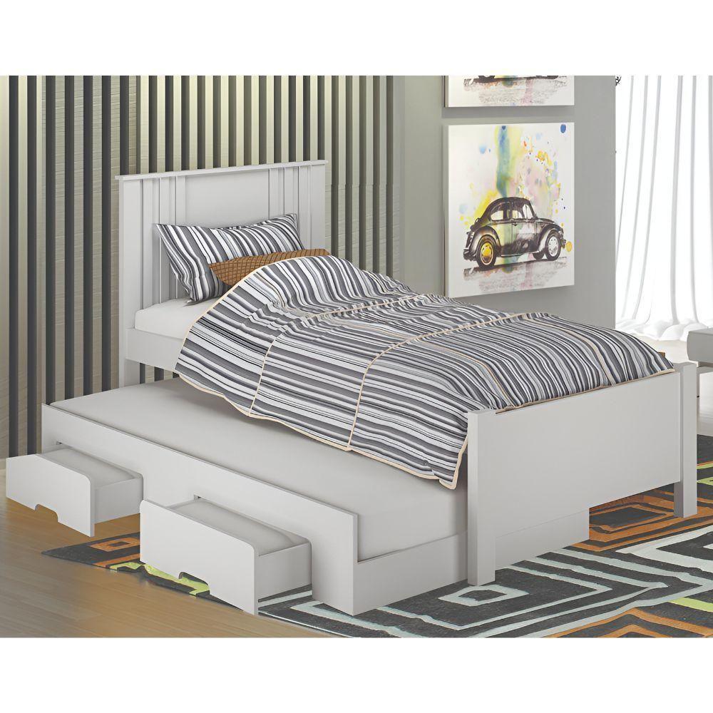Cama Solteiro Com Auxiliar Milano Branco Leifer Móveis - 2