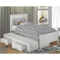 Cama Solteiro Com Auxiliar Milano Branco Leifer Móveis - 2