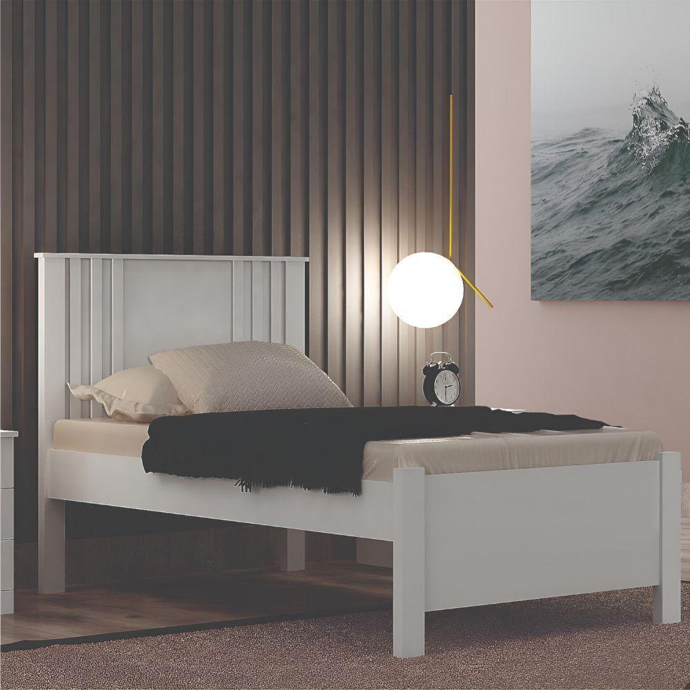 Cama Solteiro Milano Branco Leifer Móveis - 2
