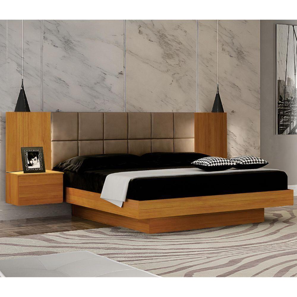 Cama Casal Braga Cinamomo Veludo Camurça Leifer Móveis - 2