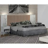 Cabeceira Casal Milano Branco Veludo Camurça Leifer Móveis - 2