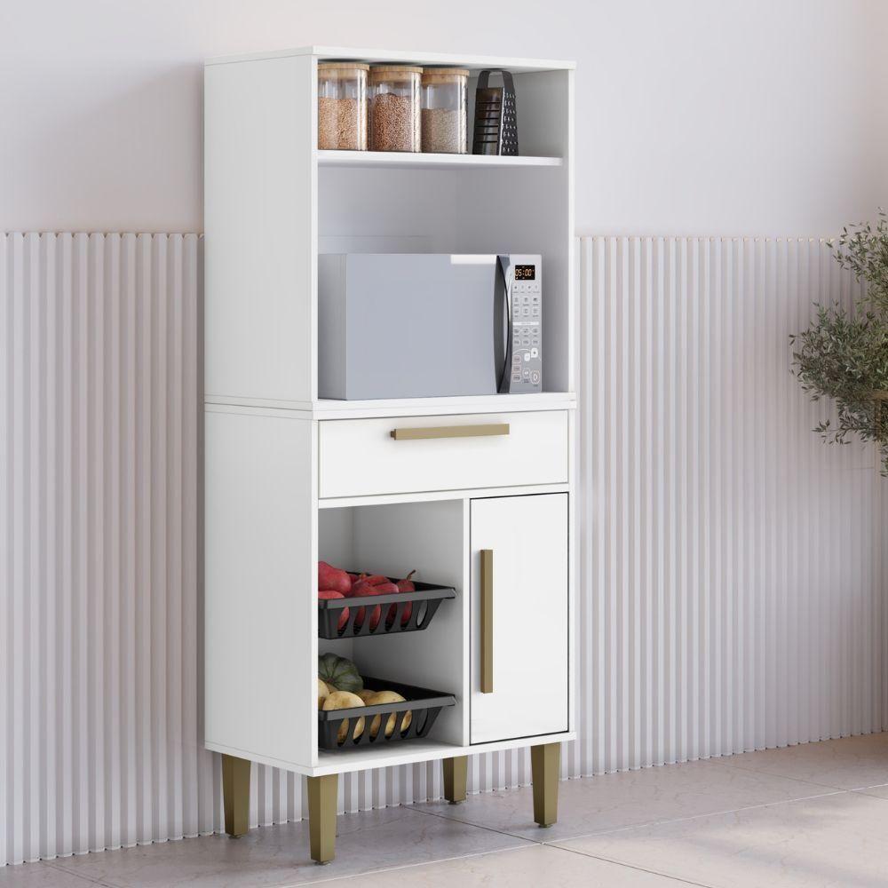 Armário Fruteira Lorena 1 Gaveta Branco Kaiki Móveis - 2