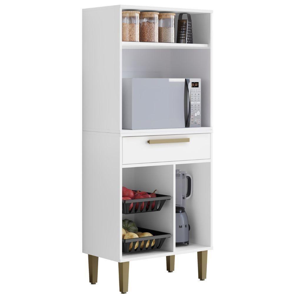 Armário Fruteira Lorena 1 Gaveta Branco Kaiki Móveis - 4