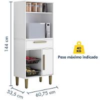 Armário Fruteira Lorena 1 Gaveta Branco Kaiki Móveis - 3