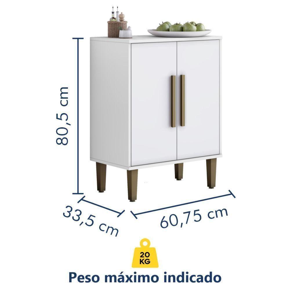 Balcão De Cozinha Lorena 2 Portas Branco Kaiki Móveis - 3