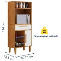 Armário Fruteira Lorena 1 Gaveta Nature Off Kaiki Móveis - 3