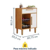 Balcão De Cozinha Com Fruteira Lorena 1 Porta 1 Gaveta Nature Off Kaiki Móveis - 3