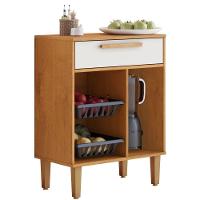 Balcão De Cozinha Com Fruteira Lorena 1 Porta 1 Gaveta Nature Off Kaiki Móveis