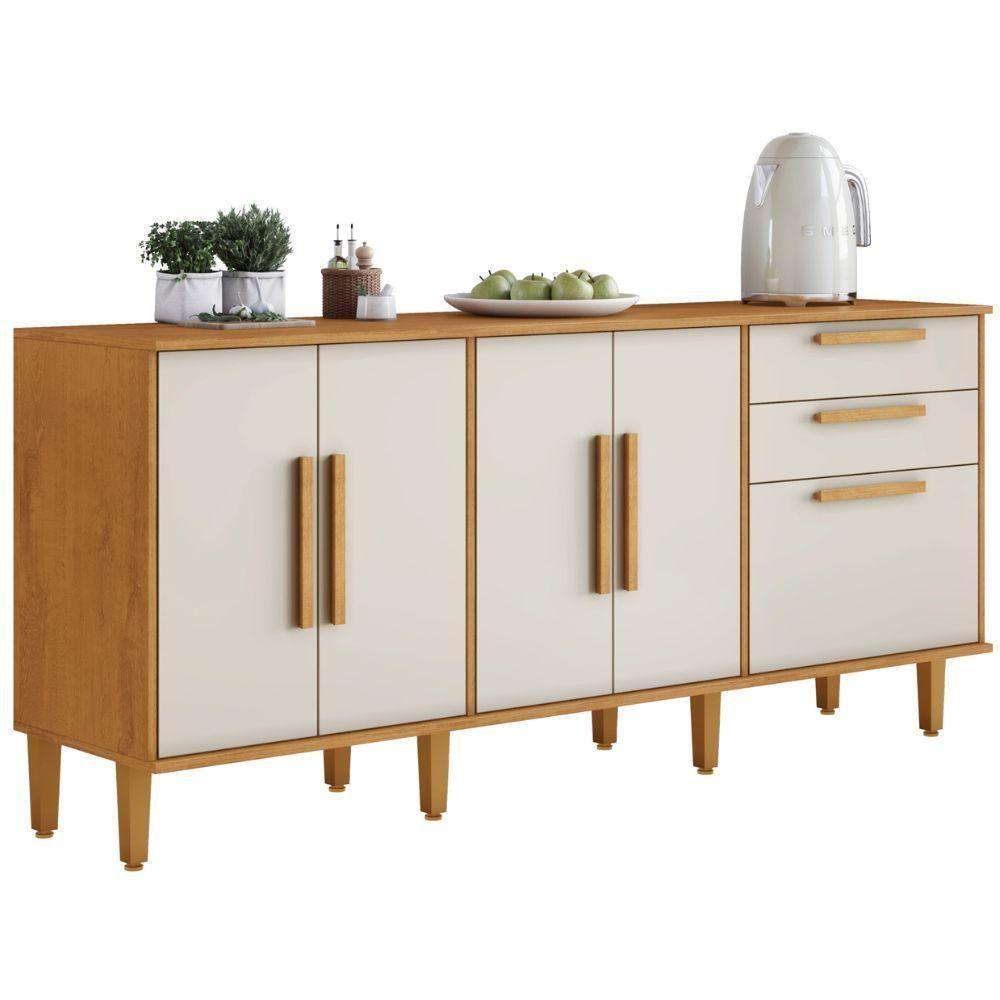 Balcão De Cozinha Lorena 5 Portas 2 Gavetas Nature Off Kaiki Móveis - 1