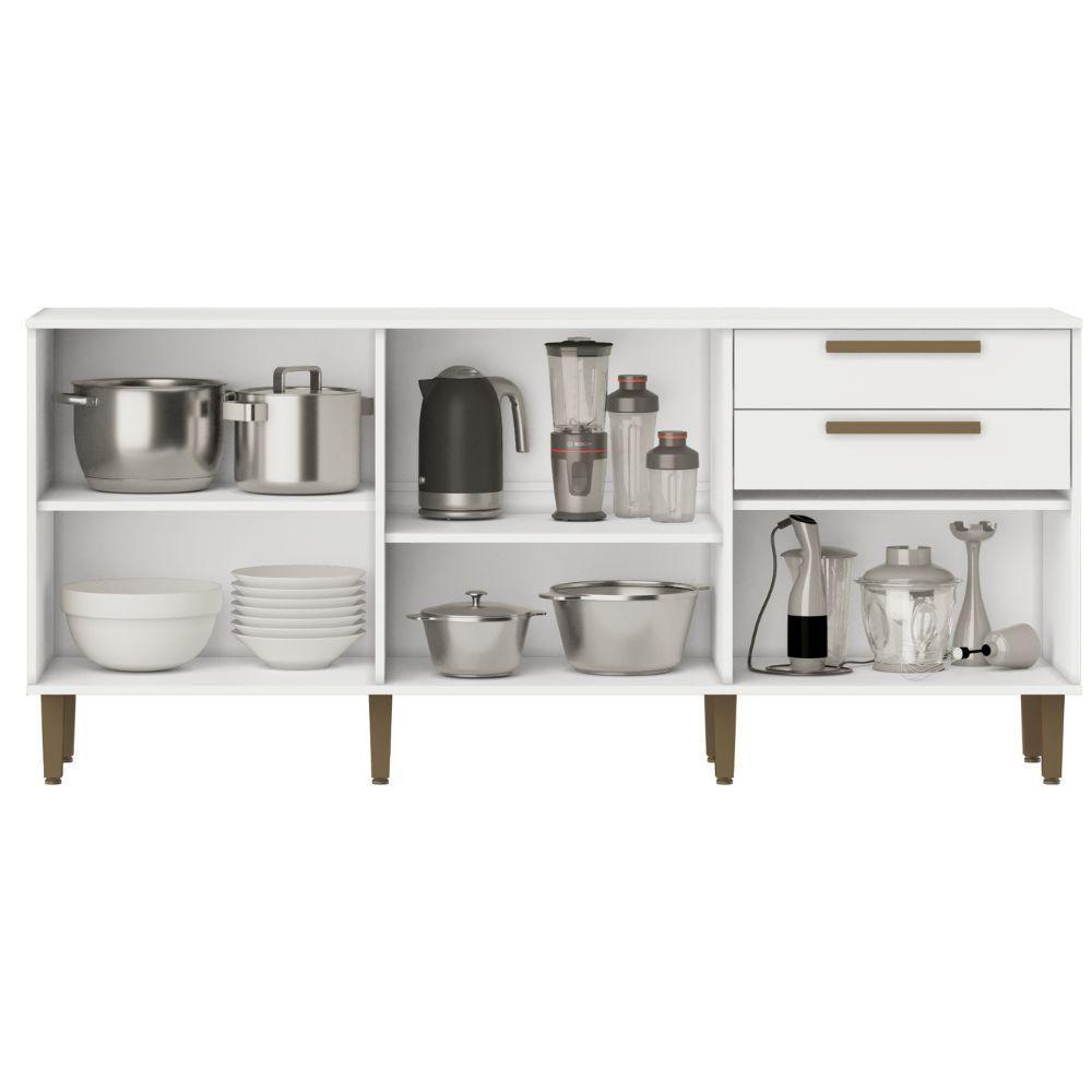 Balcão De Cozinha Lorena 5 Portas 2 Gavetas Branco Kaiki Móveis - 4