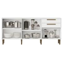 Balcão De Cozinha Lorena 5 Portas 2 Gavetas Branco Kaiki Móveis