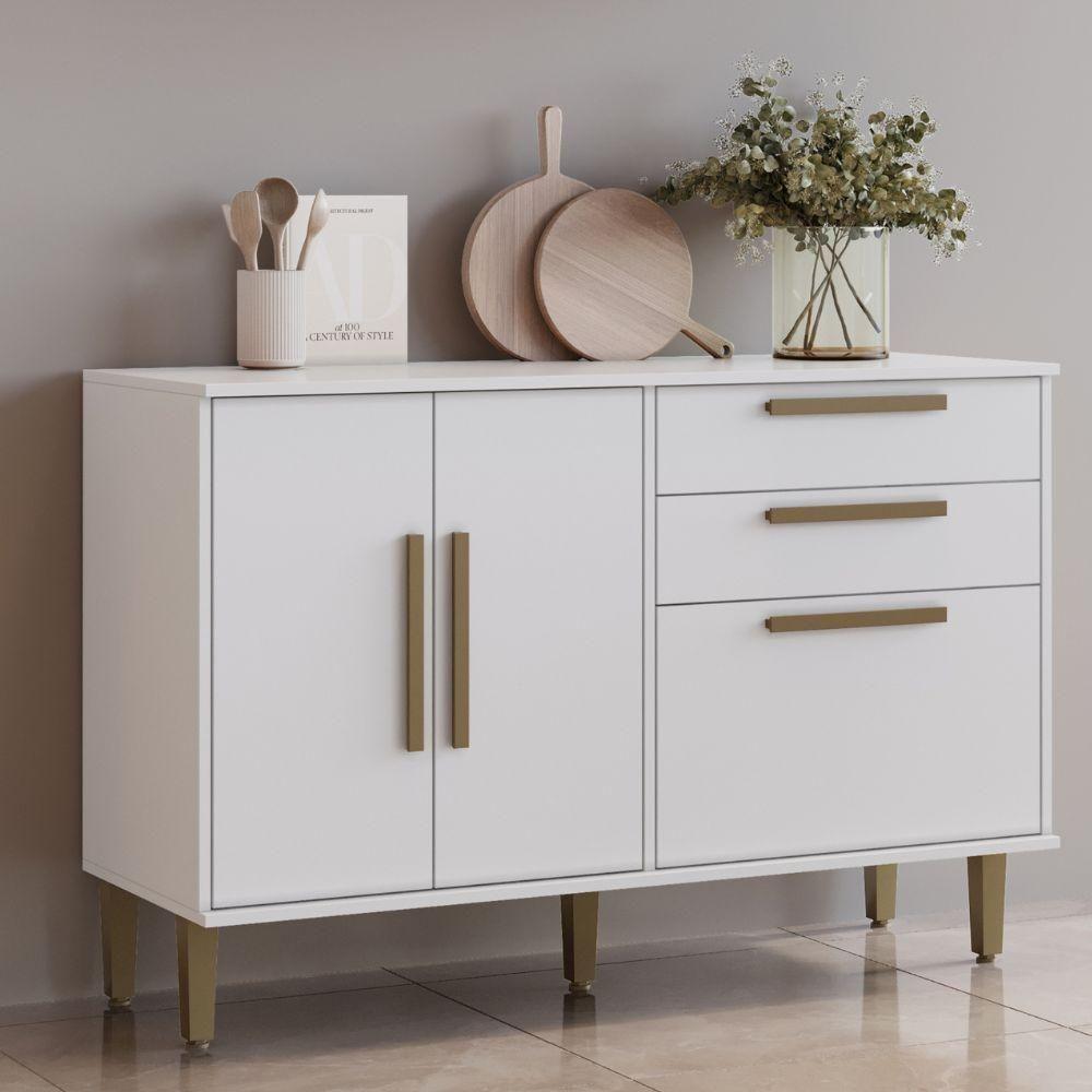 Balcão De Cozinha Lorena 3 Portas 2 Gavetas Branco Kaiki Móveis - 2