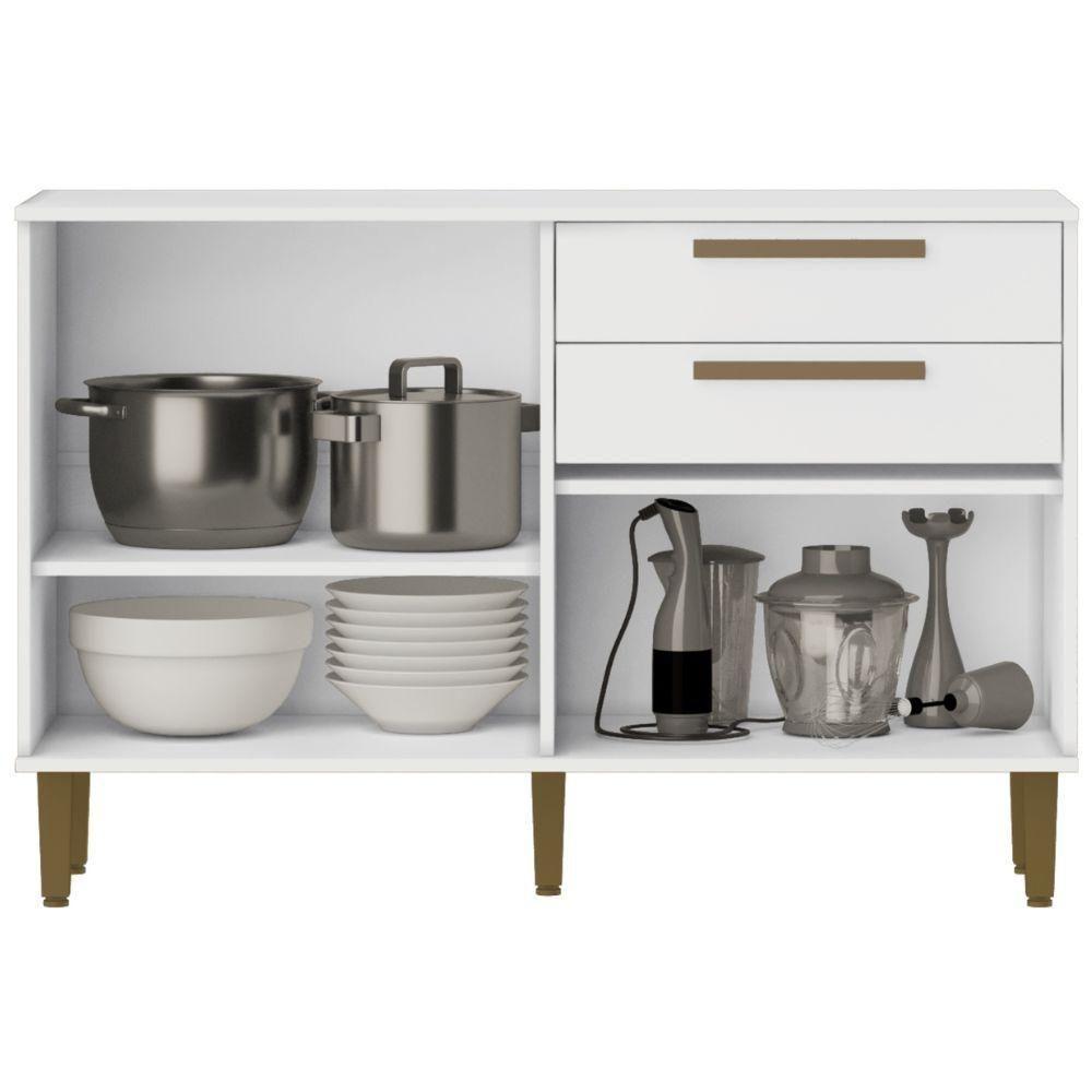 Balcão De Cozinha Lorena 3 Portas 2 Gavetas Branco Kaiki Móveis - 4