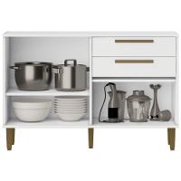 Balcão De Cozinha Lorena 3 Portas 2 Gavetas Branco Kaiki Móveis