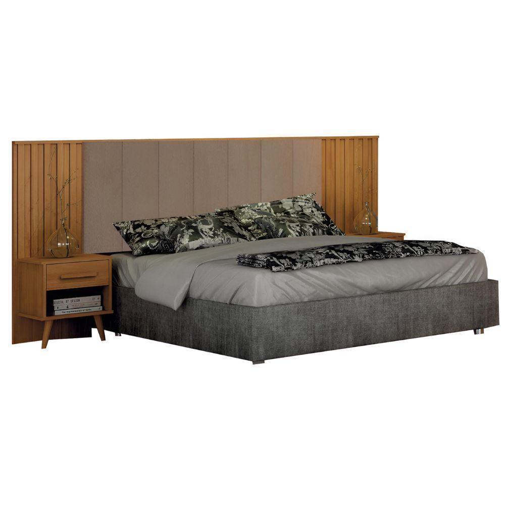 Cabeceira Casal Milano Cinamomo Veludo Camurça Leifer Móveis - 1