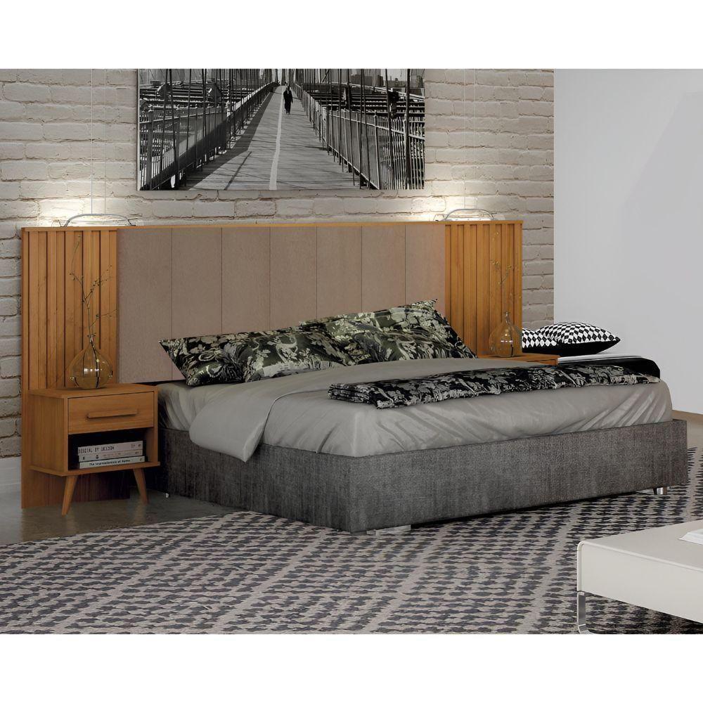 Cabeceira Casal Milano Cinamomo Veludo Camurça Leifer Móveis - 2