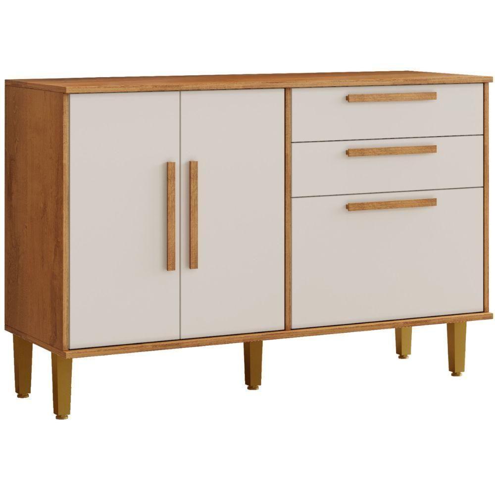 Balcão De Cozinha Lorena 3 Portas 2 Gavetas Nature Off Kaiki Móveis - 1