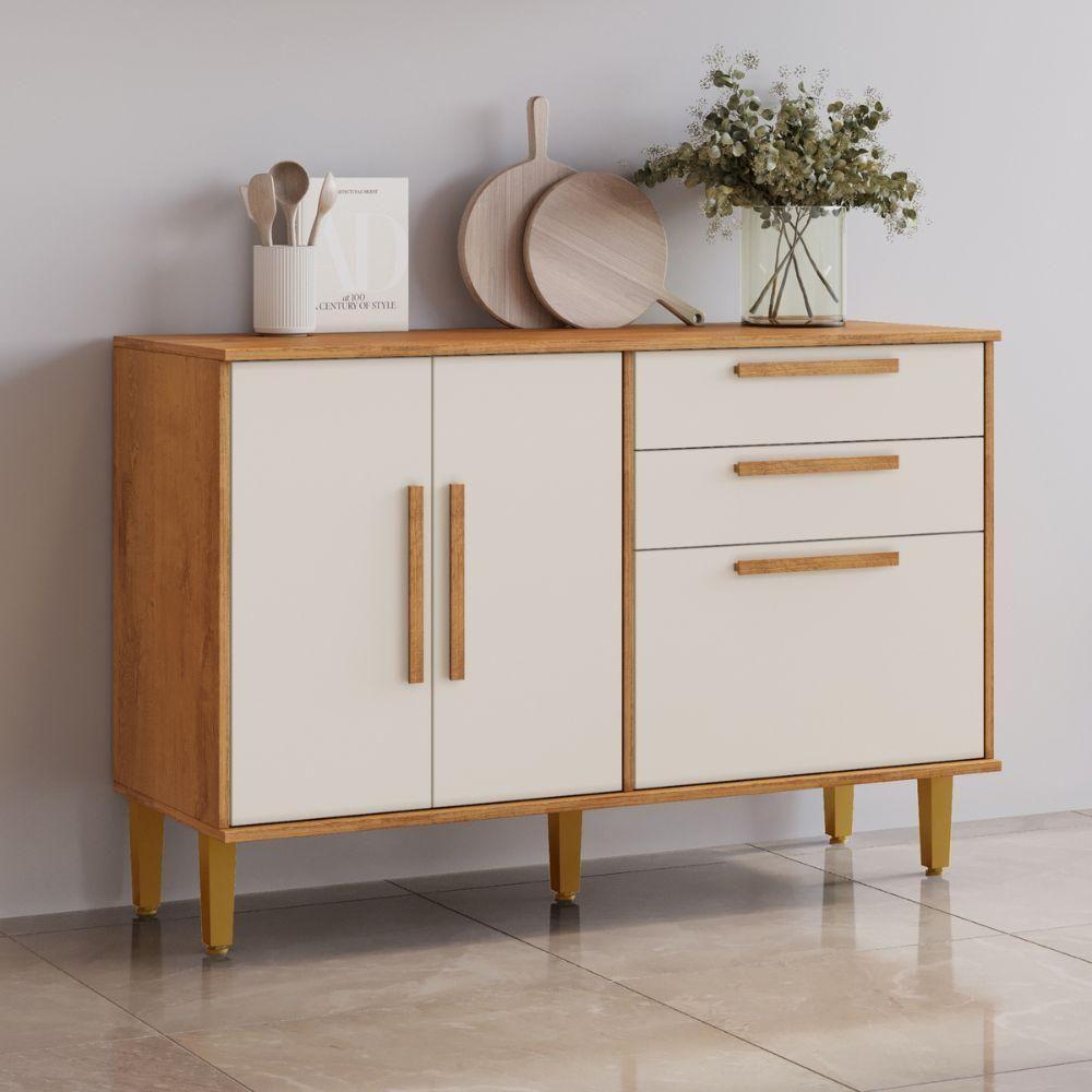 Balcão De Cozinha Lorena 3 Portas 2 Gavetas Nature Off Kaiki Móveis - 2