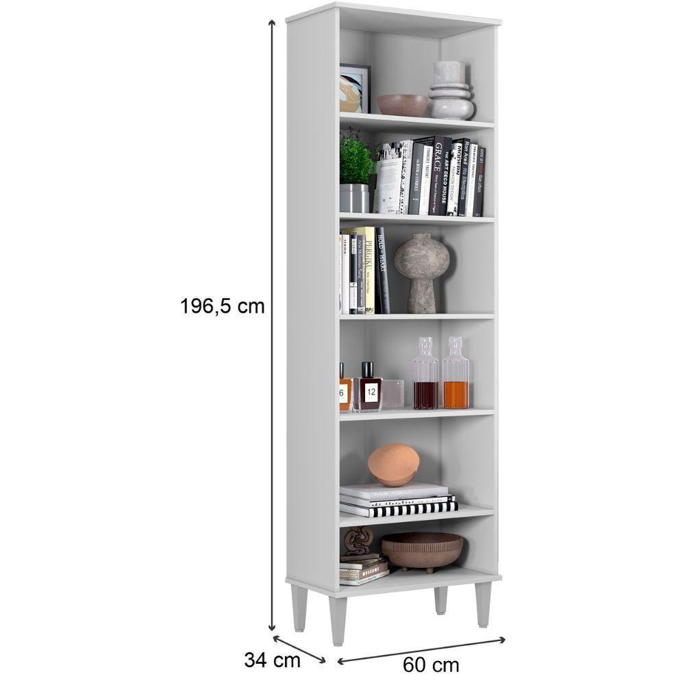 Estante Livreiro Manaus Branco Kaiki Móveis - 3