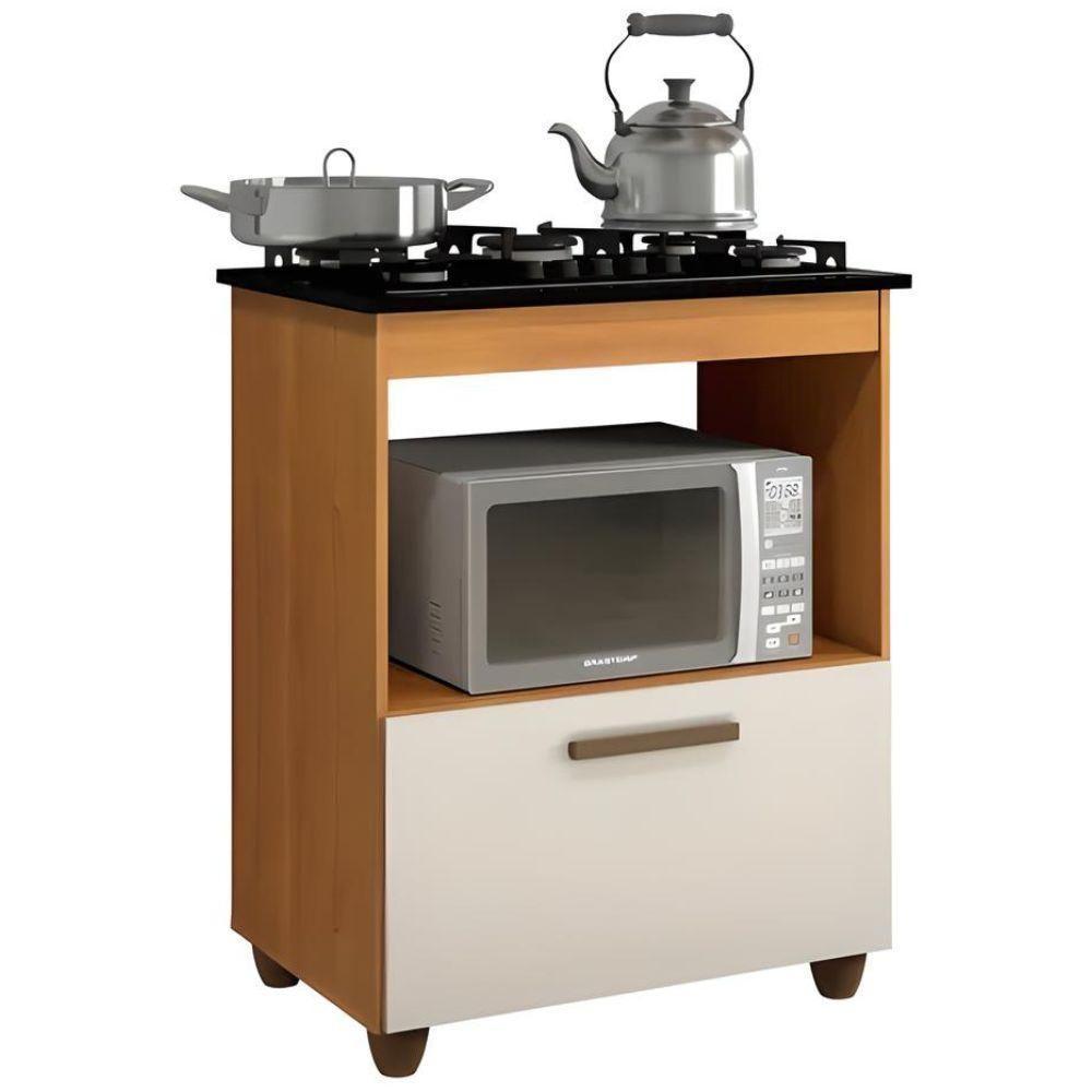 Balcão Para Cooktop 4 Bocas Salvia Nature Off Kaiki Móveis - 1