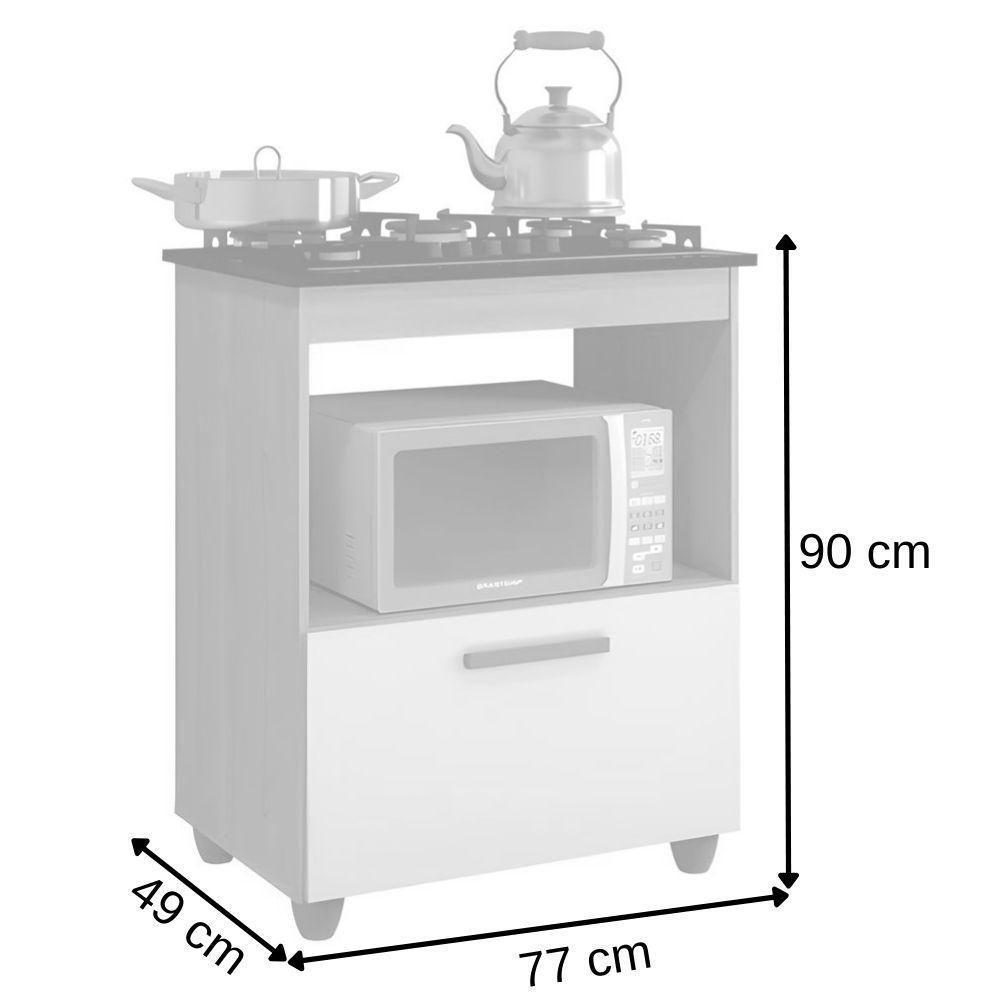 Balcão Para Cooktop 4 Bocas Salvia Nature Off Kaiki Móveis - 3