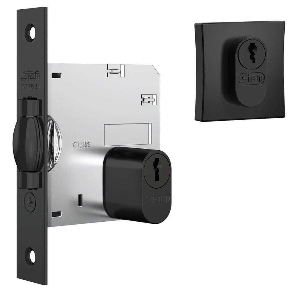 Fechadura 1005 Com Trinco Rolete E Roseta Quadrada Black - 40775 - Stam - 1