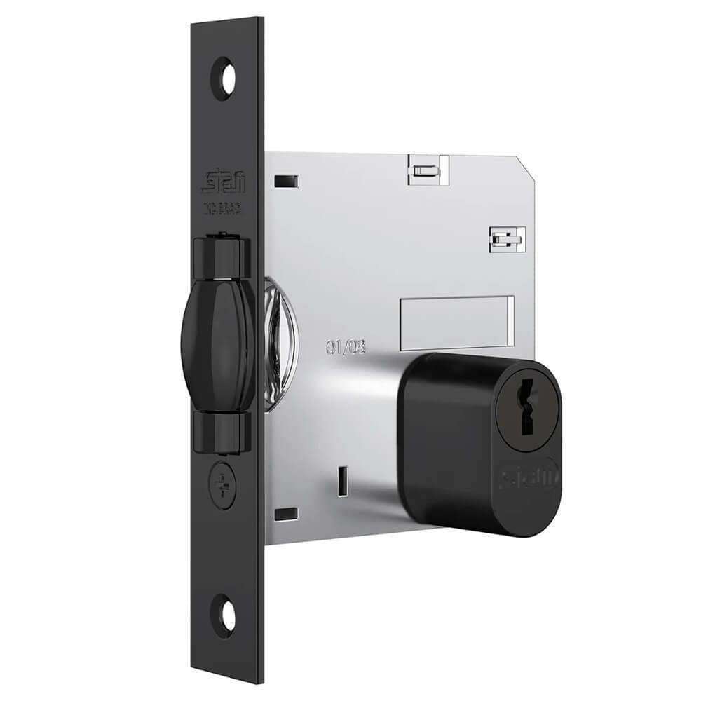 Fechadura 1005 Com Trinco Rolete E Roseta Quadrada Black - 40775 - Stam - 2