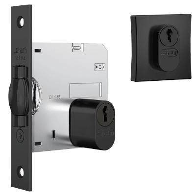 Fechadura 1005 Com Trinco Rolete E Roseta Quadrada Black - 40775 - Stam