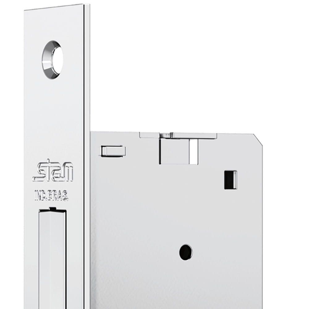 Fechadura Auxiliar 1001 Com Espelho De Inox Polido - 10810 - Stam Fechadura 1001 Esp De Inox Polido - 10810 - Stam - 1