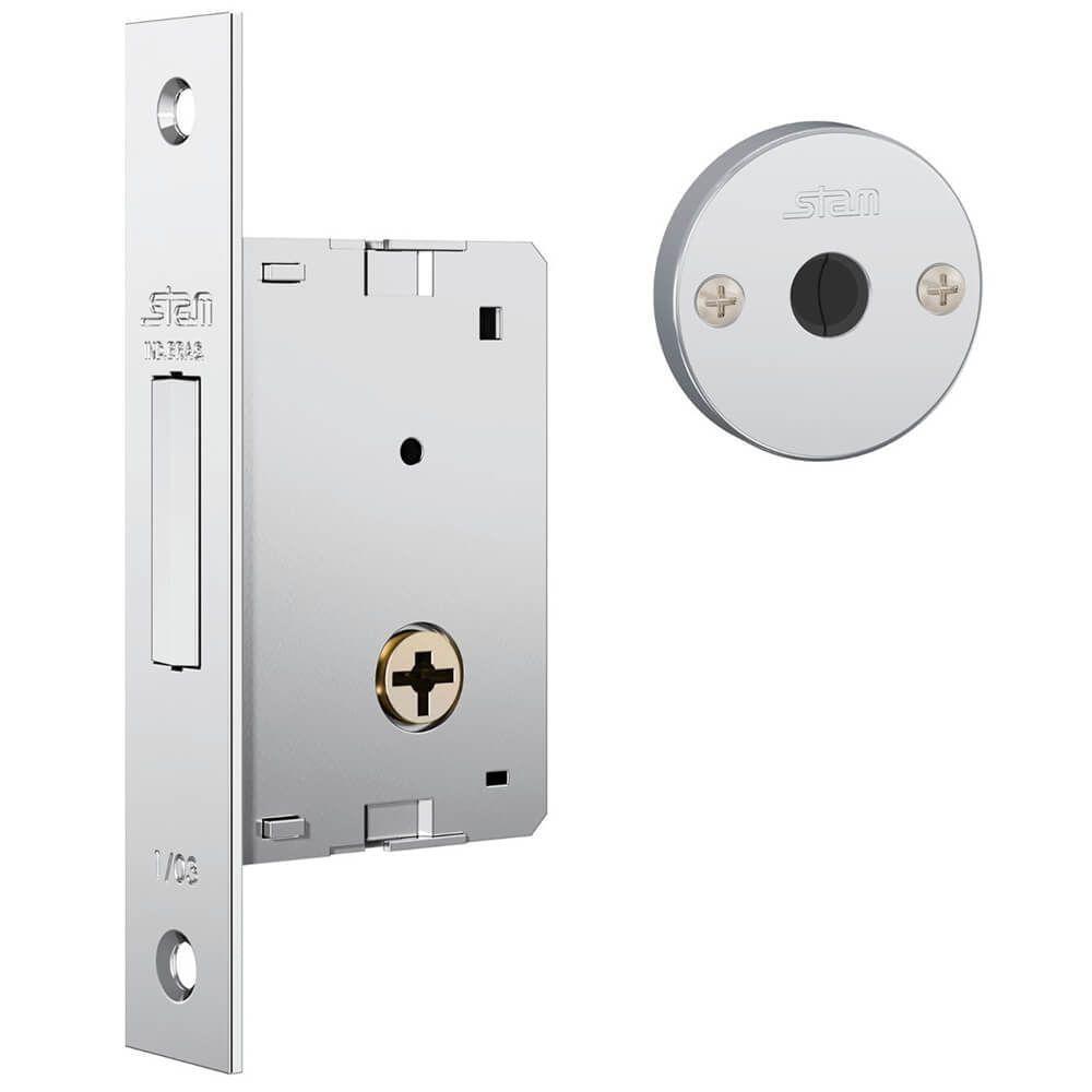Fechadura Auxiliar 1001 Com Espelho De Inox Polido - 10810 - Stam Fechadura 1001 Esp De Inox Polido - 10810 - Stam - 3