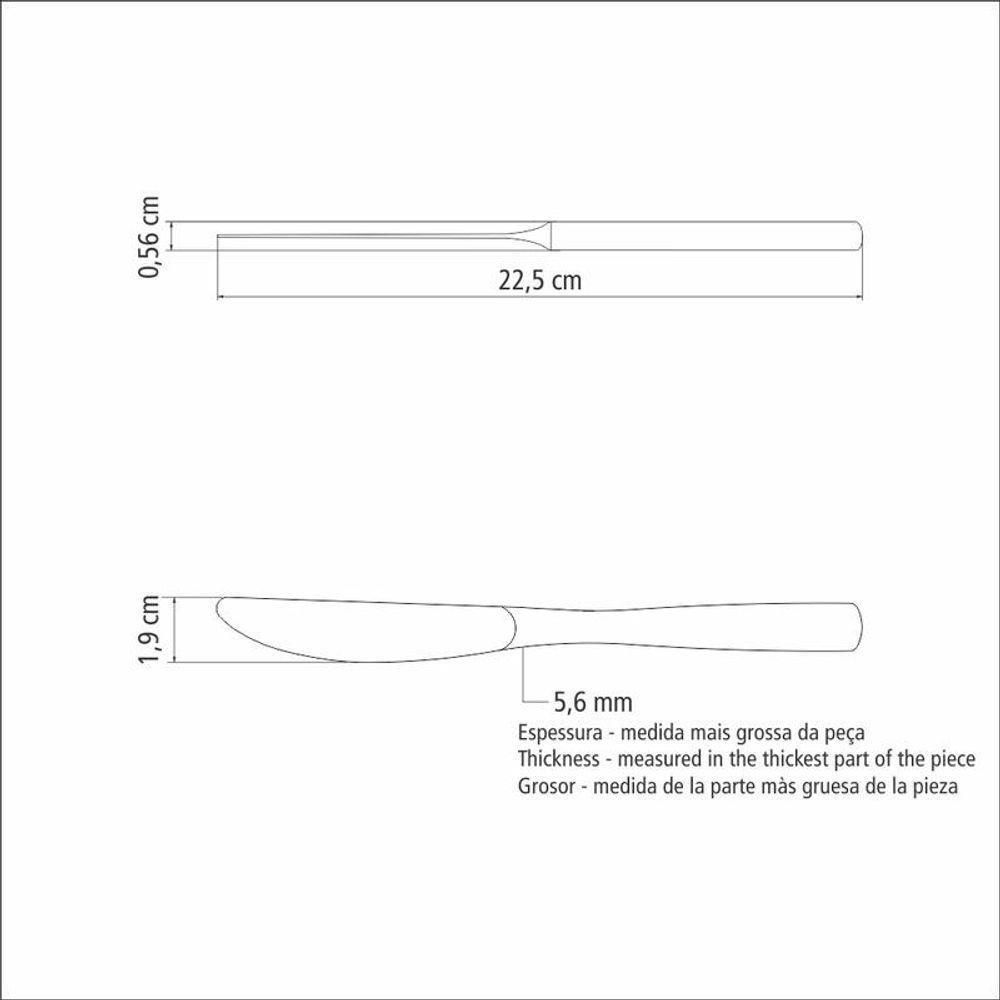 Faca De Mesa Forjada Tramontina Em Aço Inox Berlin Brilho 6mm - 3