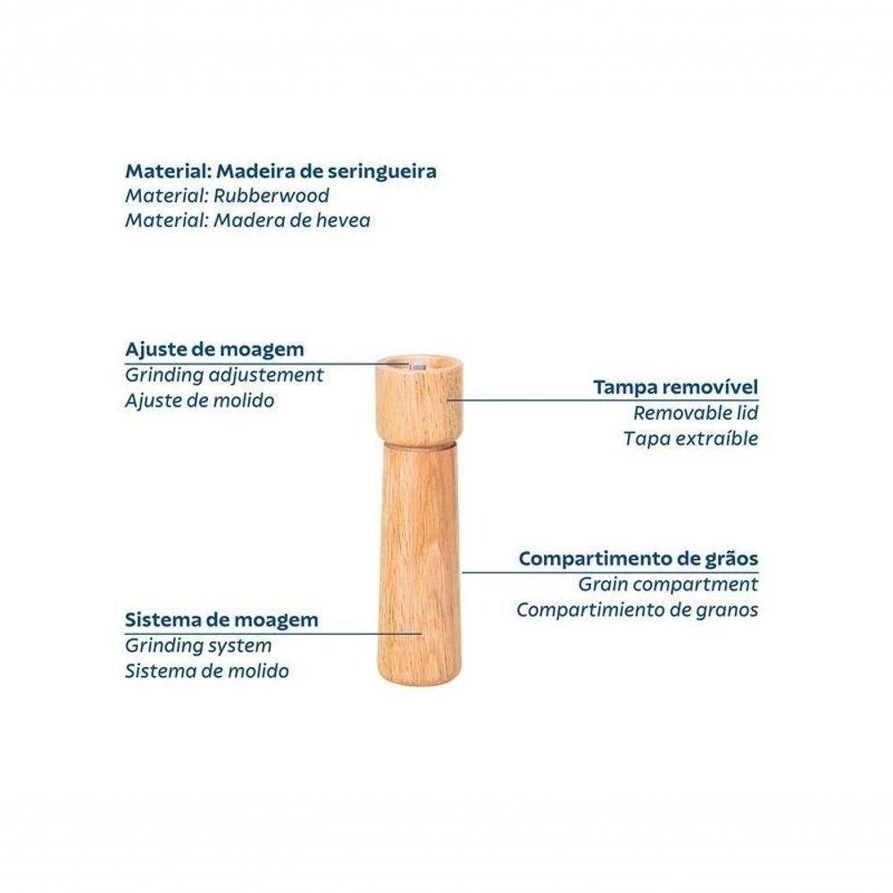 Moedor De Sal E Pimenta Tramontina Realce 30,6cm Em Madeira Seringueira - 3