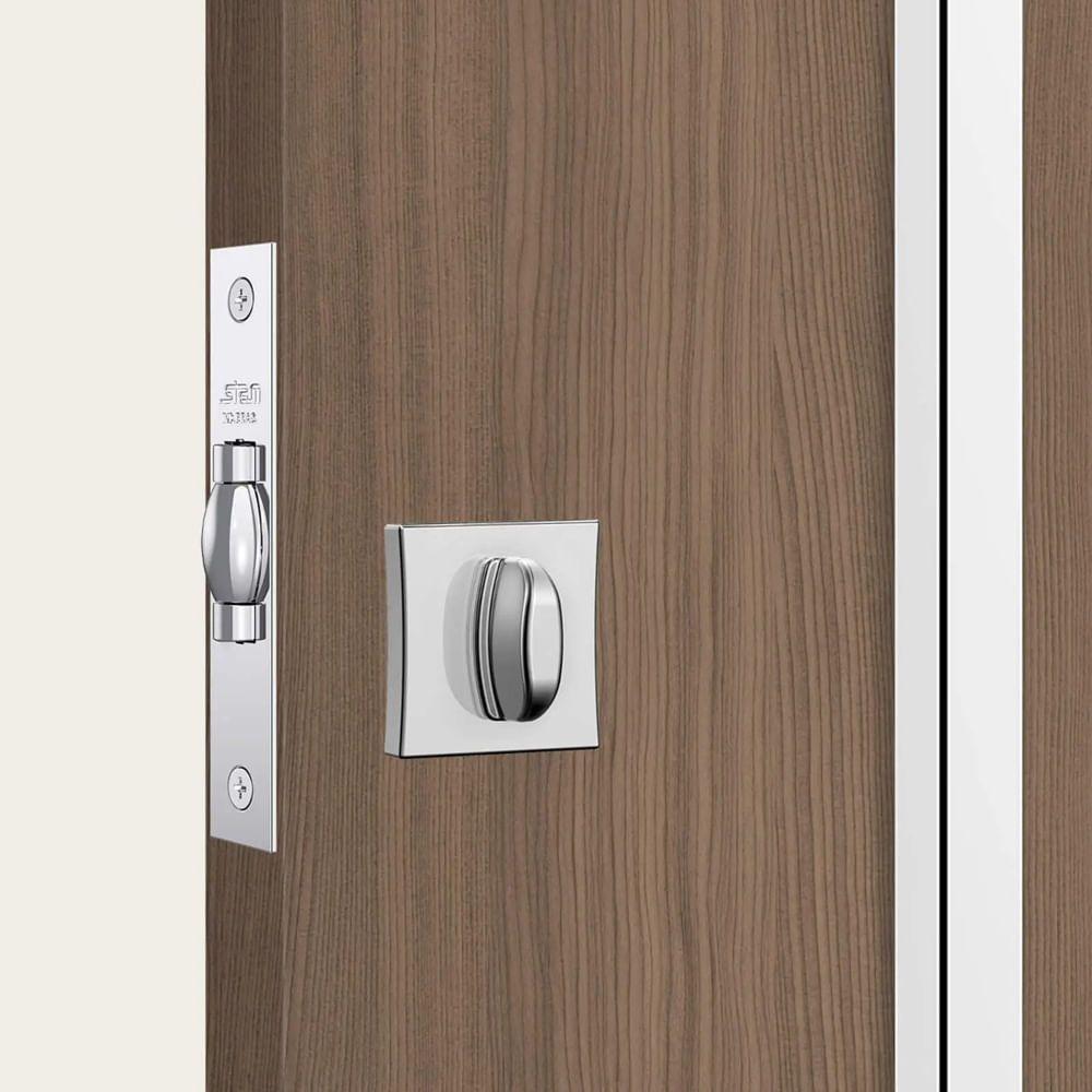 Fechadura Nice 1025 Com Trinco Rolete E Roseta Quadrada Cromado Para Banheiro - 14262 - Stam - 3