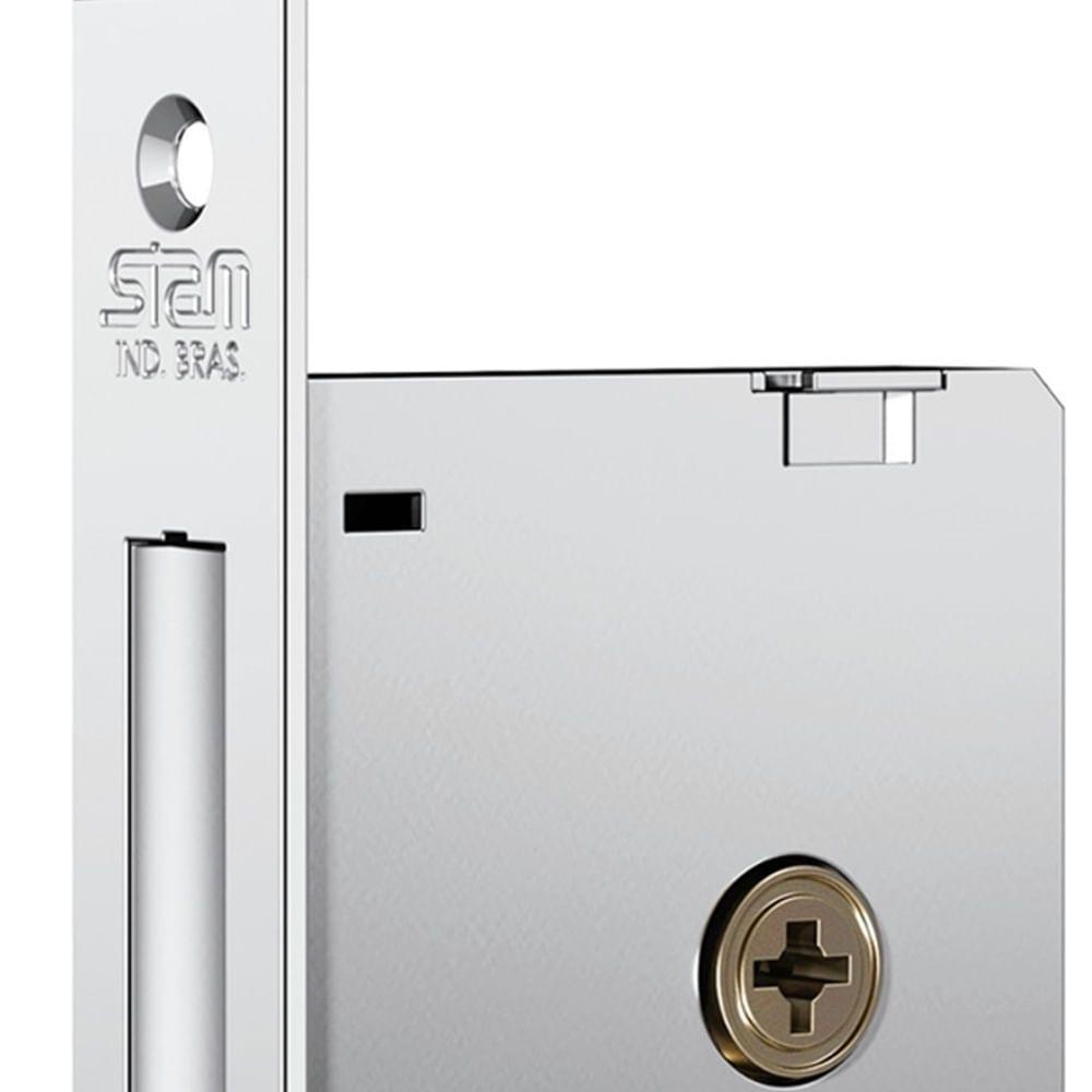 Fechadura Auxiliar 1004 Com Roseta De Inox Polido - 10985 - Stam Fechadura 1004 Ros De Inox Polido - 10985 - Stam - 2