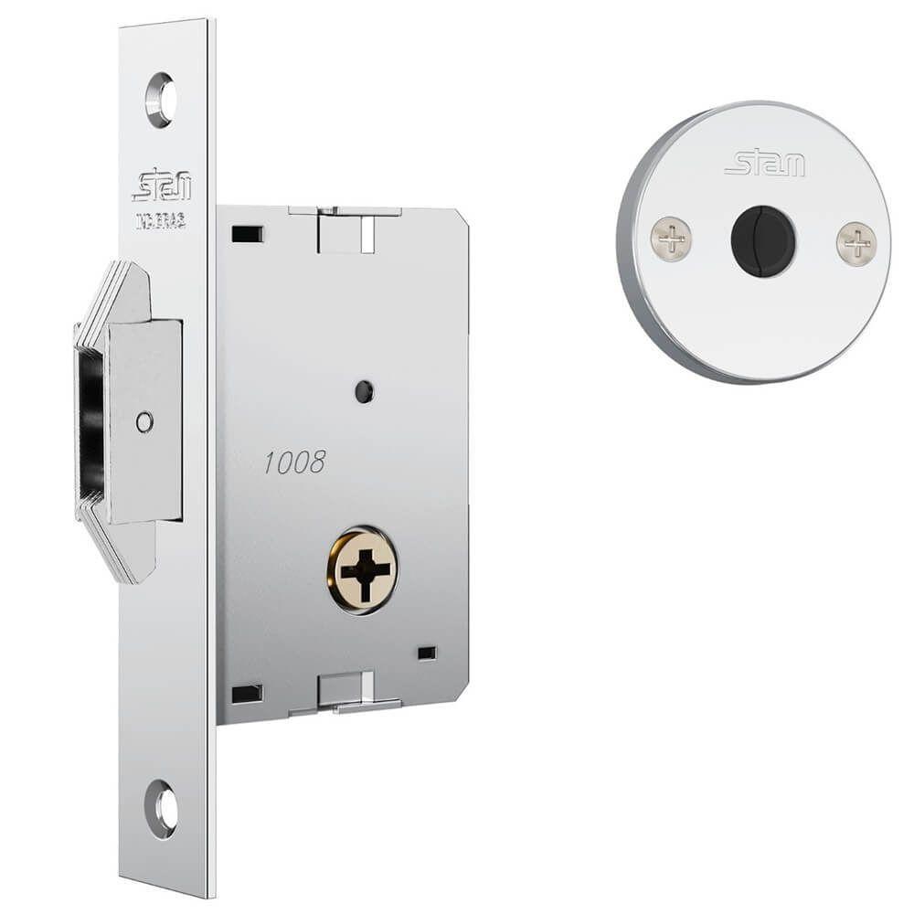 Fechadura Basel 1008 Para Porta De Bater E Correr Com Espelho Em Inox Polido - 10929 - Stam - 1