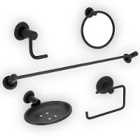 Kit Para Banheiro De Inox E Alumínio 5 Peças Preto Fosco 7099 - 774177 - Stoc - 1