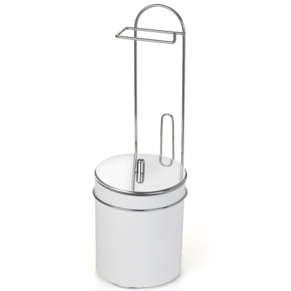 Suporte De Chão Para Papel Higiênico De Aço Cromado Com Lixeira E Tampa - 1245 - Arthi - 1
