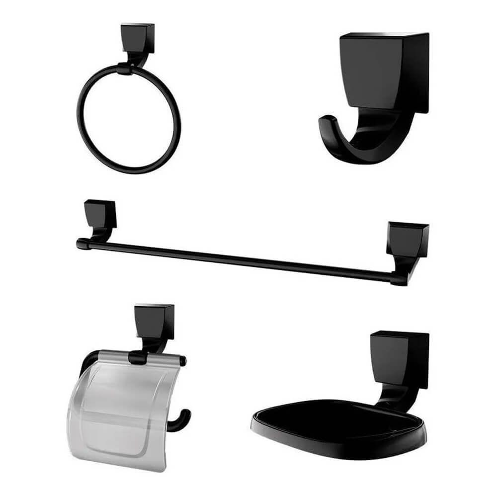 Kit Banheiro Preto Quadrado Com 5 Peças 2000 F24 - 140064 - Lorenzetti - 1