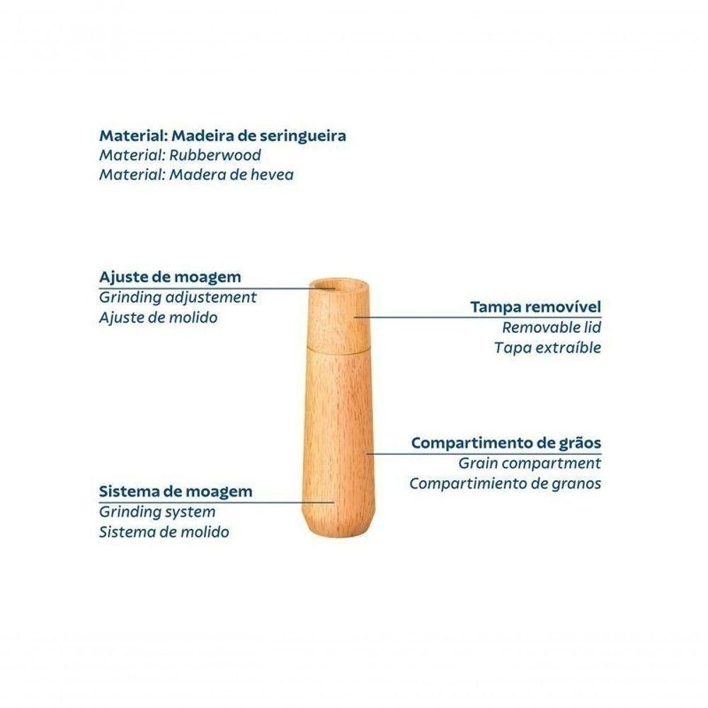 Moedor Tramontina De Sal E Pimenta Realce 29,8cm Em Madeira Seringueira - 3