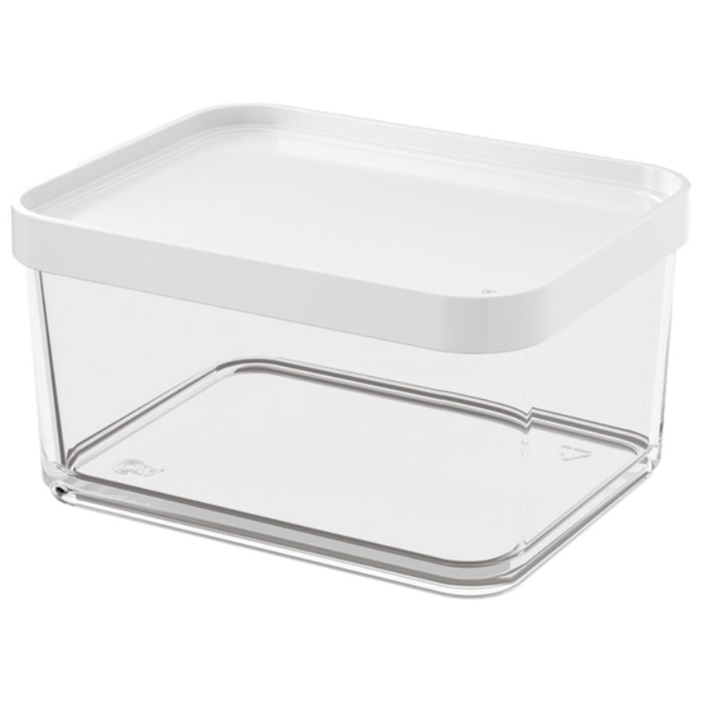 Pote Plástico Transparente Clear Grande De 1 Litro Tampa Branca - 20767-0007 - Coza - 1