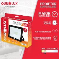 Projetor Led Slim 10w Preto 3000k - Ourolux Refletor Led Slim 3000k 10w Preto Bivolt - 2