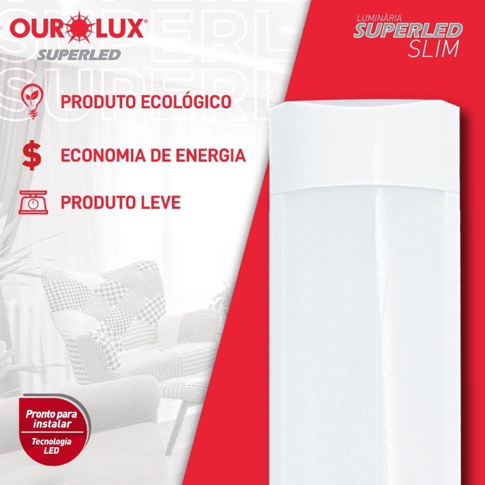Luminária Superled Slim 30cm 9 Watts 3000k Bivolt - 5898b - Ourolux Luminaria Led Slim 30cm 9w 3000k Bivolt - 2