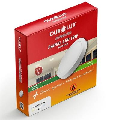 Painel Abs Led Sobrepor 18 Watts Bivolt 4000k Redondo - 02909a - Ourolux
