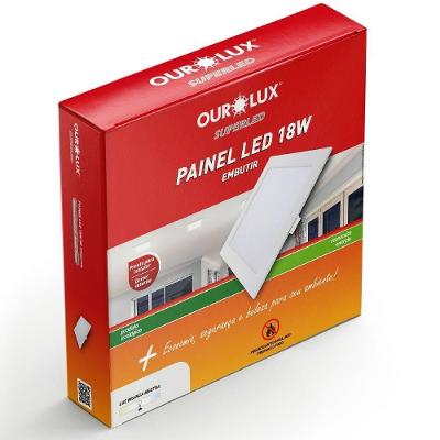 Painel Abs Led Embutir 18 Watts Bivolt 4000k Quadrado - 02902a - Ourolux