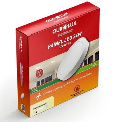 Painel Abs Led Sobrepor 24 Watts Bivolt 2700k Redondo - 02911b - Ourolux