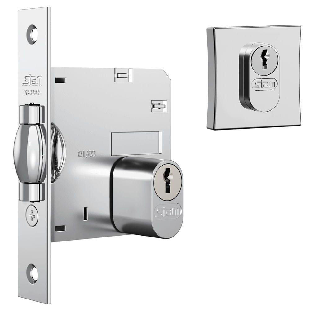 Fechadura 1005 Com Trinco Rolete E Roseta Quadrada Cromado - 10892 - Stam - 1