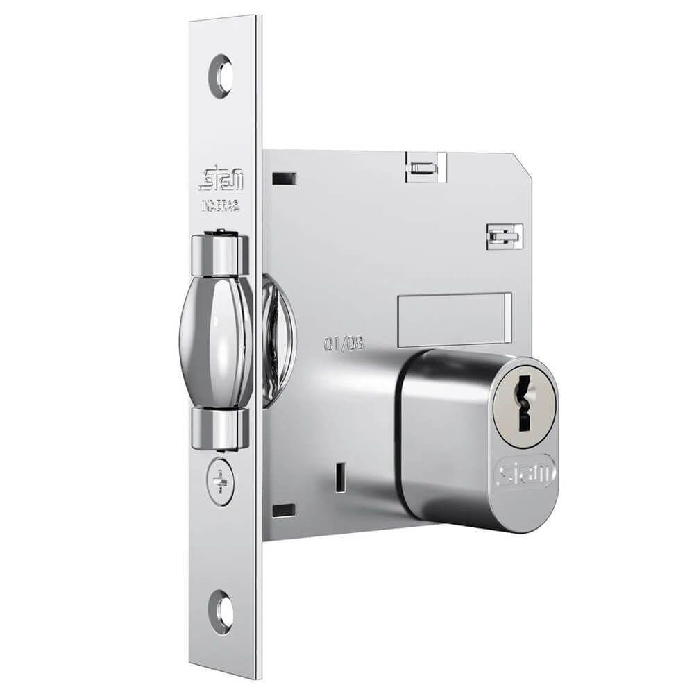 Fechadura 1005 Com Trinco Rolete E Roseta Quadrada Cromado - 10892 - Stam - 2